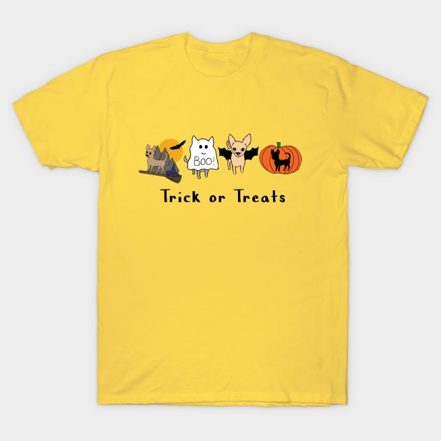 Orange Halloween Chis - Smooth Coat Chihuahuas - Halloween Chihuahua Tee T-Shirt by bettyretro